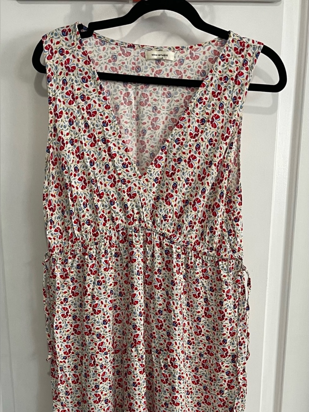 Max Studio Cream Midi Dress with Floral Print